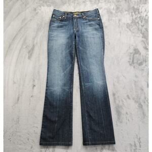 David Kahn Jeans Womens 6 Blue Lauren Mid Rise Bootcut Stretch Denim Rhinestones